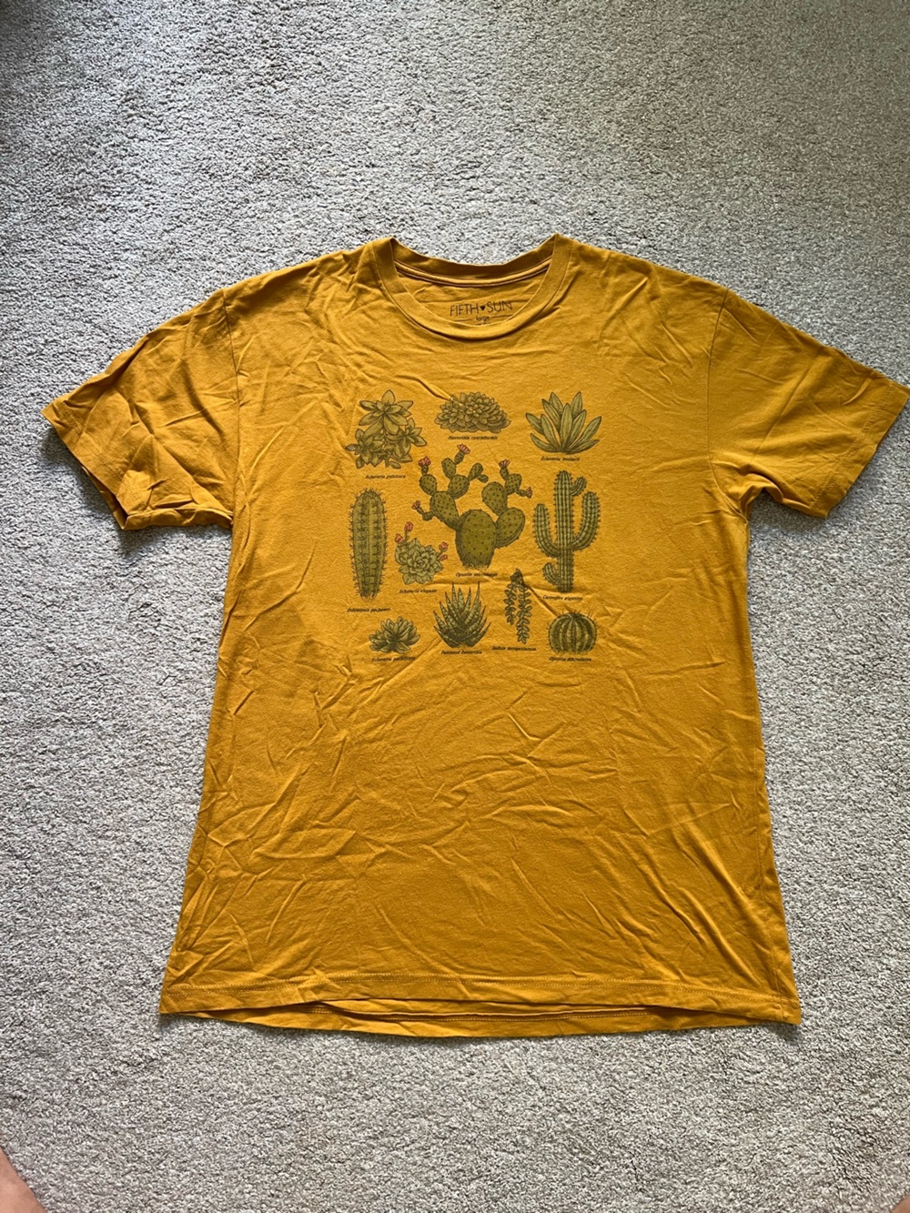 Fifth Sun Mustard Yellow Cactus Illustration Short Sleeve Tee